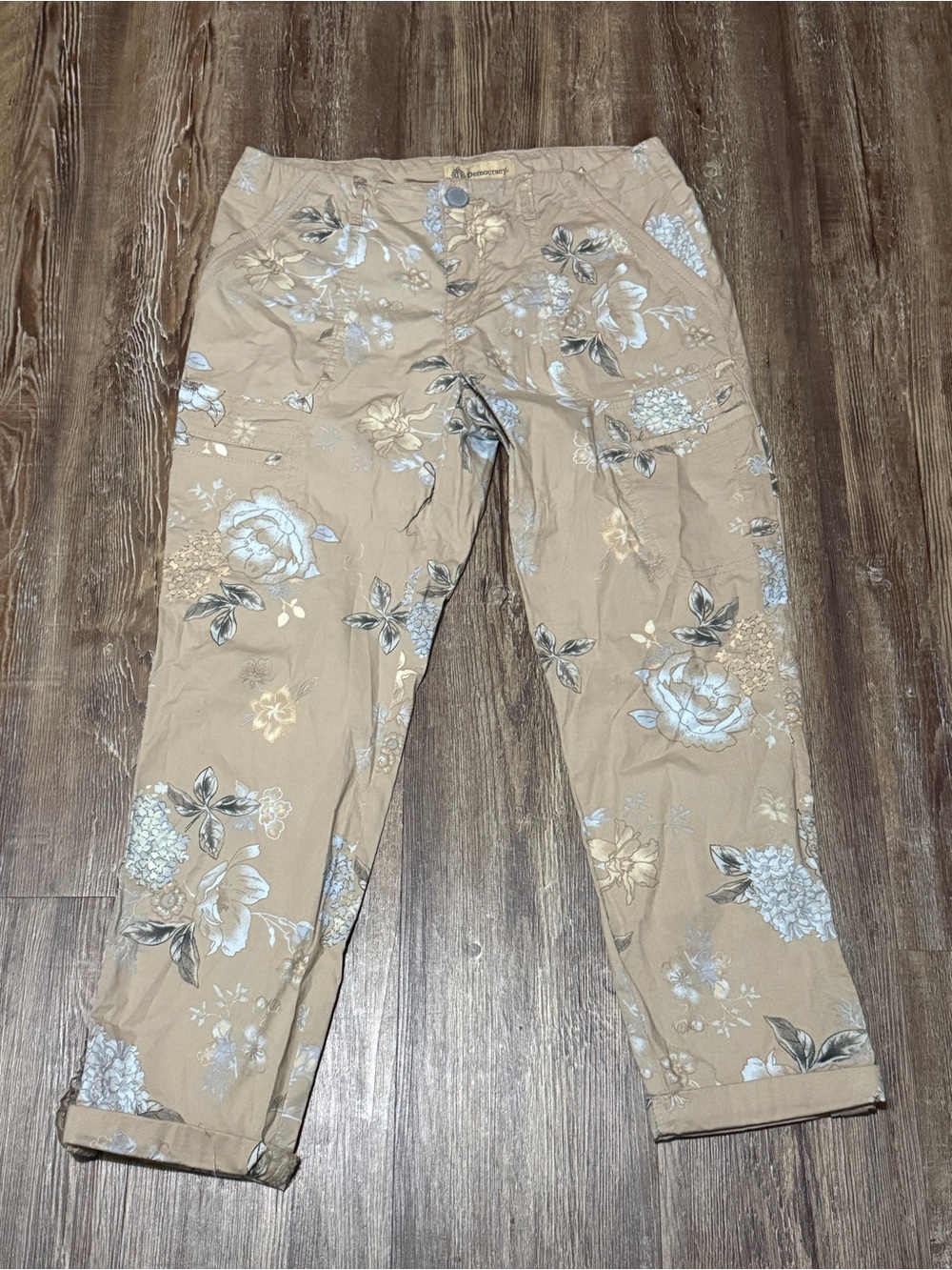 Democracy Flex-ellent Floral Cropped Pants Women's 4 Mid Rise Fall Fashion